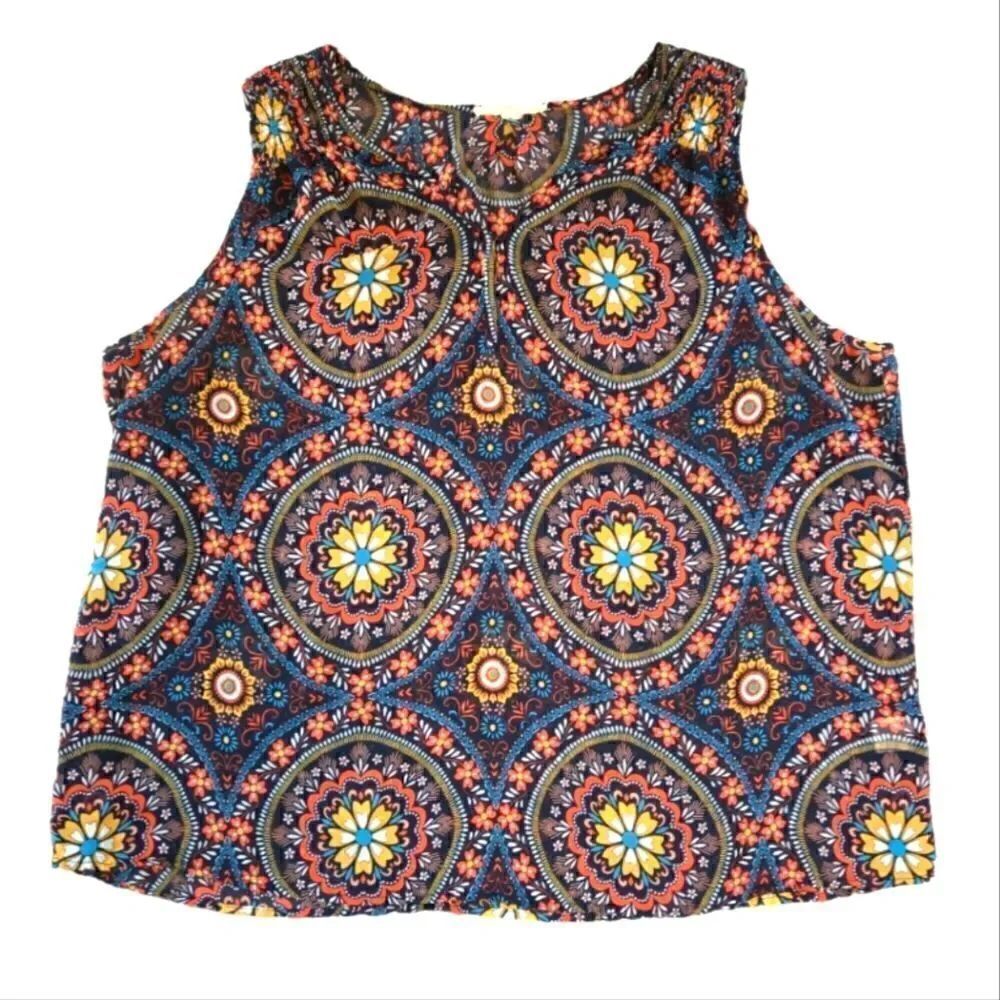 EC FUN2FUN BOHO SHEER SLEEVELESS BLOUSE SZ.1X